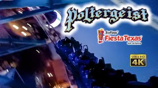 2021 Poltergeist Roller Coaster at Night On Ride 4K POV Six Flags Fiesta Texas [upl. by Drareg]