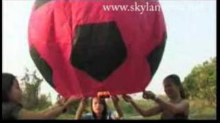 Sky Fire Lantern launch of a Football red black UFO balloon [upl. by Ocsic]