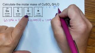 molar mass of CuSO4 5H2O [upl. by Jeroma]