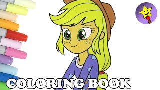 Applejack Equestria Girls Coloring Book My Little Pony Rainbow Rocks Slumber Party Coloring Page [upl. by Hna]