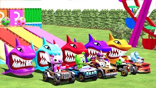 TRANSPORTING PIXAR CARS amp FRUITS WITH COLORED amp JOHN DEERE vs CLAAS vs TRACTORS  BeamNGdrive 033 [upl. by Tisman]