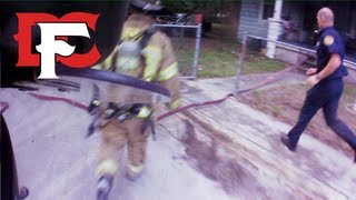 Firefighters Rescue Victim from Burning Home [upl. by Airliah651]