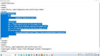 JavaScript try catch error handling and Popup Boxes 020524 [upl. by Dib]