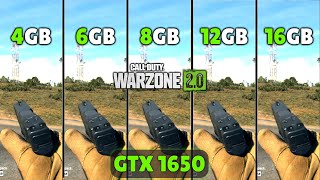 Cod Warzone 20  4GB vs 6GB vs 8GB vs 12GB vs 16GB Ram ft GTX 1650 [upl. by Sivlek]