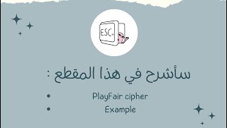 شرح بالعربي playfair cipher [upl. by Faydra]