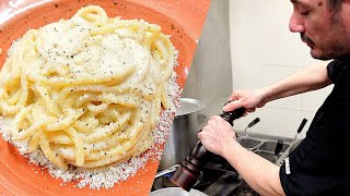 Chef di Roma spiega come fare la Carbonara Cacio e Pepe Amatriciana al Ristorante quotIl Panzottoquot [upl. by Boonie]