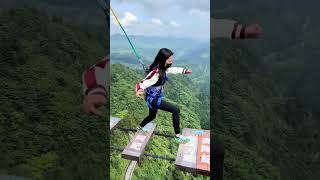 Bungee Jumping With Rope In Beautiful PlaceArent They Afraid travel funny bungee [upl. by Nnylylloh]