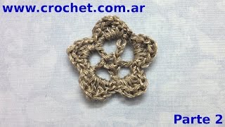 FLOR en tejido crochet o ganchillo N° 23 Parte 2 tutorial paso a paso Moda a Crochet [upl. by Machutte]