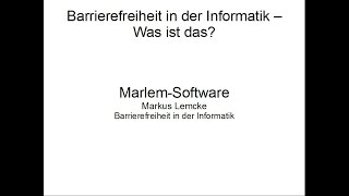 Barrierefreiheit in der Informatik [upl. by Queen]