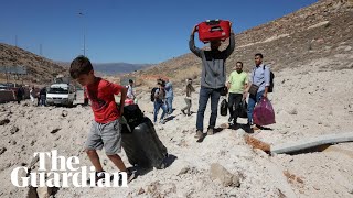 Key border crossing between Lebanon and Syria significantly bombed by Israeli airstrike [upl. by Bilbe818]