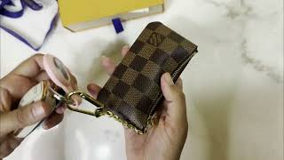 Louis Vuitton Key Pouch  Damier Ebene  Unboxing [upl. by Desdee]