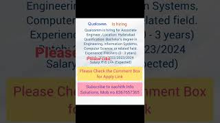 Qualcomm is hiring for Associate Engineer associateengineer fresherjobs freshers [upl. by Duaner]