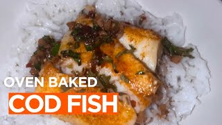 4 INGREDIENTS ONLY SIMPLE OVEN BAKED COD FISH FILLETS  EASY TASTY FISH RECIPE [upl. by Marlo]