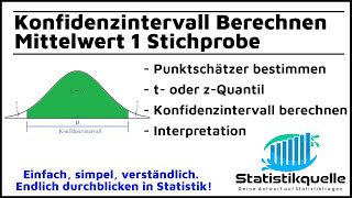 Konfidenzintervall Mittelwert unbekannte Varianz  einfach erklärt [upl. by Asihtal]