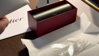 Unboxing Premiere de Cartier Sunglasses in Tortoiseshell Composite rectangular shape green lenses [upl. by Selestina]