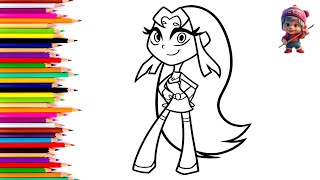 Lovely Starfire from Teen Titans Drawing and Coloring for Kids and Toddlers Easy Step by Step [upl. by Courtund]