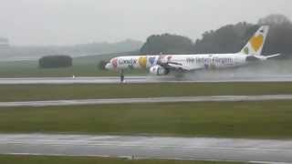 Special Condor 757300 quotWilliquot quotWir Lieben Fliegenquot Wet Landing and Takeoff from Hamburg [upl. by Ennaid]