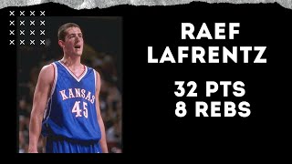 Raef LaFrentz Full Highlights vs Arizona  12297  32 Pts 8 Rebs [upl. by Eltsyrc]