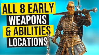 Assassins Creed Valhalla  ALL 8 Weapons amp Abilities EARLY Locations BEFORE You Go To England [upl. by Horbal]