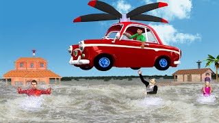 Flying Car Floods Rescue Hindi Kahaniya Hindi Moral Stories Bedtime Stories New Funny Comedy Video [upl. by Rapsac]