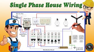 Single Phase House Wiring Diagram  Energy Meter  Single Phase DB Wiring [upl. by Newob]