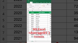 AverageIF Formula in MS Excel shorts [upl. by Selwin]