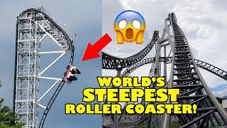 Takabisha Worlds Steepest Roller Coaster 4K Front Seat Onride POV Fuji Q Japan [upl. by Anegue]