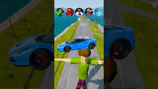 🚘CR7 vs Messi vs Mbappe vs Shaggy Rogers Characters ⚽️ beamngdrive simulator shorts football [upl. by Noiz]