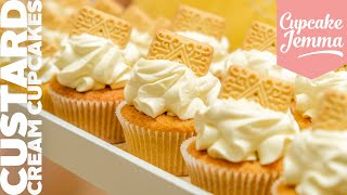 Custard Cream Biscuit Cupcakes Recipe  Cupcake Jemma [upl. by Noemi]