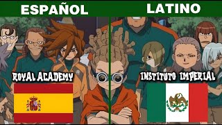 Comparación de Doblajes EQUIPOS de Inazuma Eleven SAGA FÚTBOL FRONTIER  LATINO VS ESPAÑOL [upl. by Enyrhtak]