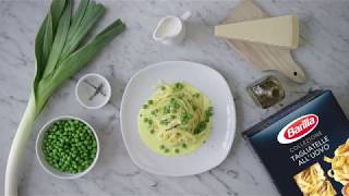 Barilla Tagliatelle med purjolök ärtor och parmesankräm [upl. by Hollyanne]