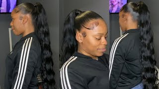 HOW TO SLEEK MID PONYTAIL  beginner friendly hairideas viral sleekponytails ponytail [upl. by Nike]