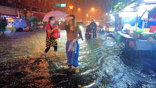 4K Walking in Extreme Heavy Rain and Thunder Storm in Bangkok Thailand [upl. by Teplica801]