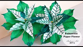 🌲🌲🌲Un mod simplu de a face crăciunițe din hârtie creponată Poinsettia Paper Flower [upl. by Ardme]