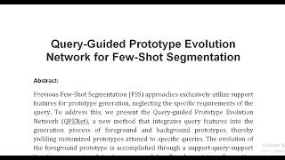 Query Guided Prototype Evolution Network for Few Shot Segmentation [upl. by Kudva]