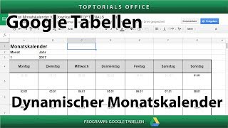 Dynamischen Monatskalender erstellen  Download Google Tabellen Spreadsheets [upl. by Accebber]