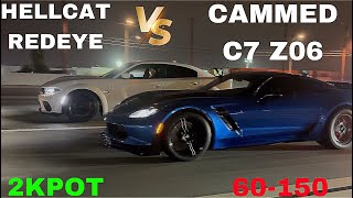 HELLCAT REDEYE VS CORVETTE Z06 60150 2KPOT mexico racing hellcat corvette racingdrama [upl. by Jacquelynn500]