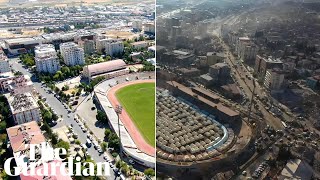 Before and after drone footage shows extent of devastation in quakeshit Turkey [upl. by Oelgnaed]