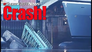 Brand New Superyacht Crashes Through Dry Dock at Lurssen  Sy News Ep277 [upl. by Hannala]