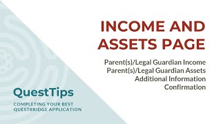 QuestTips Income and Assets Page [upl. by Nosak]