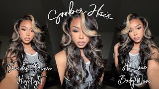 Bombshell ❤️‍🔥 Pin Curl Tutorial  Glueless Highlighted BodyWave Wig Install ft SunberHair [upl. by Etak]