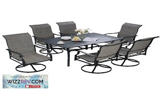 VEVOR 7 Pieces Patio Dining Set Outdoor Furniture Table and Swivel Chairs Review [upl. by Skolnik281]