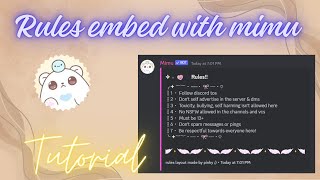 Rules embed with mimu bot  discord tutorial  pinky [upl. by Brozak]