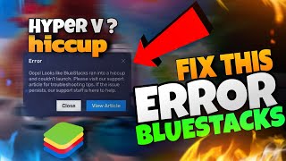 Fix BlueStacks run Into a Hiccup And Couldnt Launch Problem  Solve Bluestacks 5 Error Problem [upl. by Waldemar]