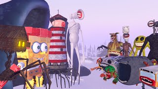 ALL GIANT MONSTERS vs MINI MONSTERS  HOUSE HEAD LIGHTHOUSE MONSTER SIREN HEAD ZOOCHOSIS [upl. by Tamarah]