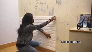 3D Foam Wall Panel Sticker Installation  3D Foam Wall Stickers  3D Foam Wallpaper  3D Foam Sheets [upl. by Nahtaoj]