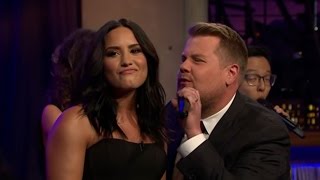 Watch Demi Lovato and James Corden Battle in a DivaInspired RiffOff [upl. by Schluter524]