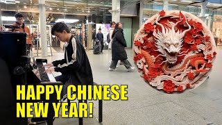 Celebrating Chinese New Year at Train Station Public Piano  Cole Lam [upl. by Lagas]