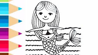 Mermaid Drawings for kids🌊 Easy step by step mermaid drawing 🌈Drawings for kids [upl. by Elam810]