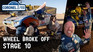 Wheel 💥 BROKE OFF troubles in stage 10  Dakar 2024 [upl. by Attayek]